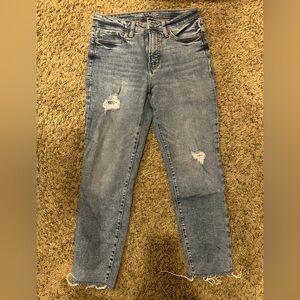 Light Blue Distressed Women's High-Rise Jeans